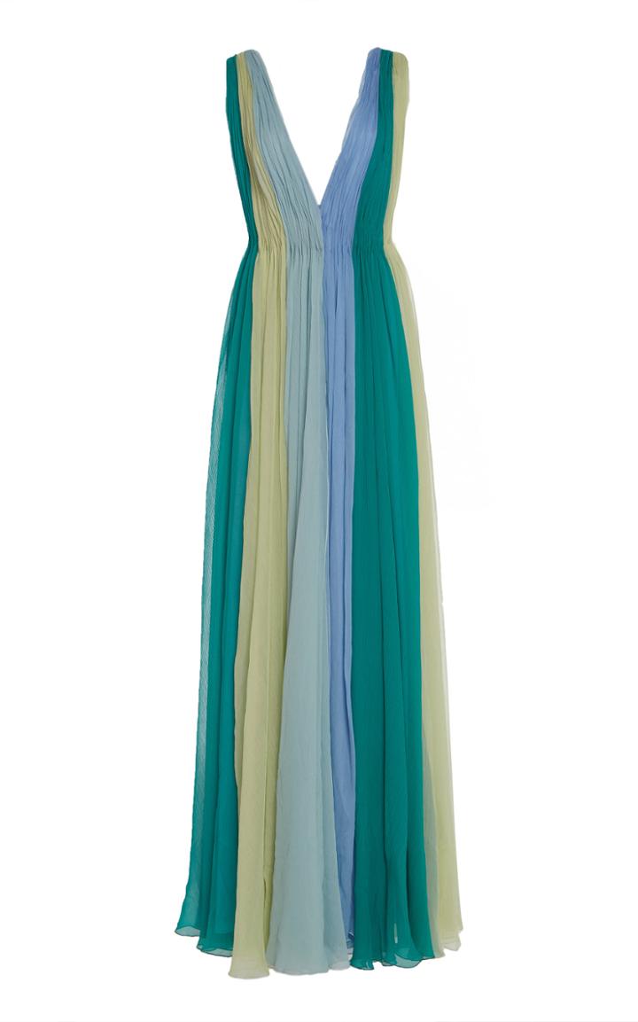 Luisa Beccaria Smocked Silk Gown