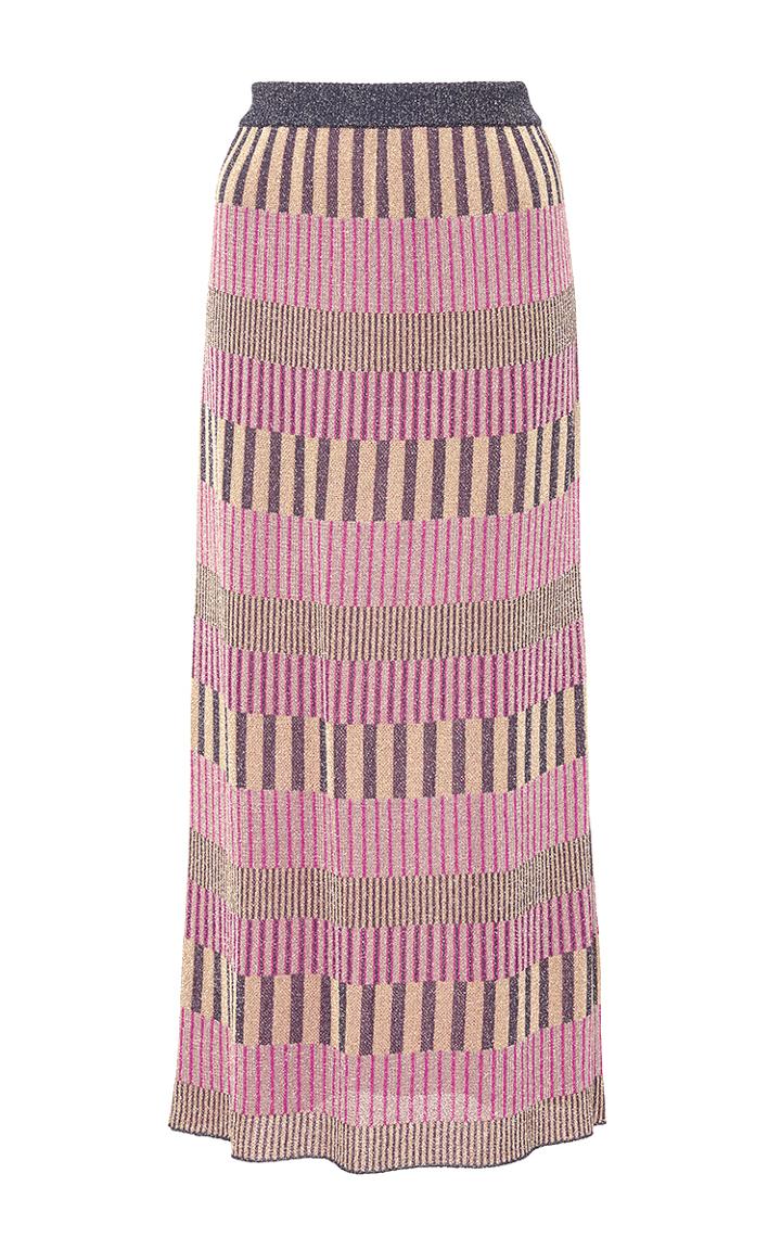 Maison Pre Striped Knit Midi Skirt