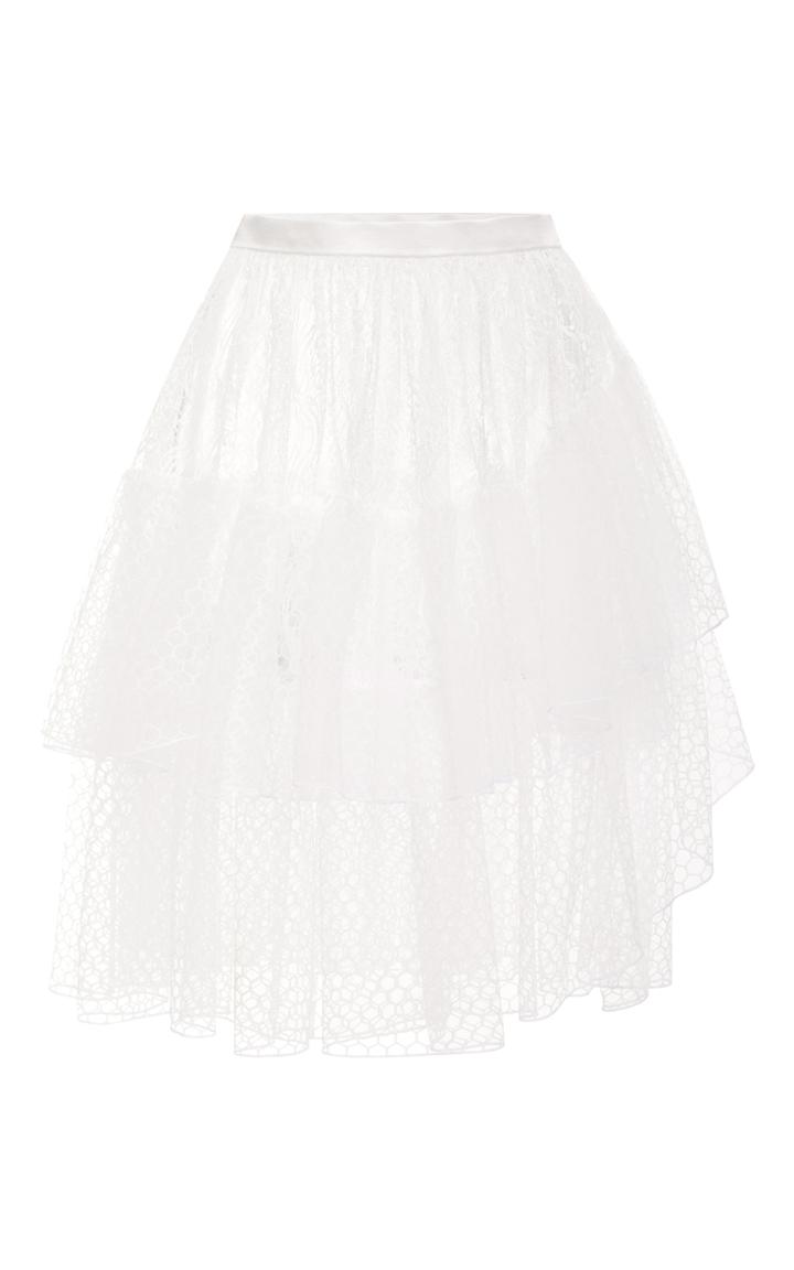 Rodarte Off-white Lace And Honeycomb Tiered Wrap Skirt