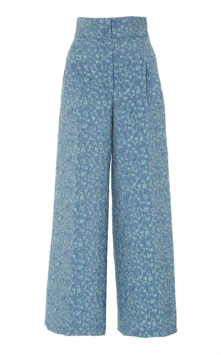 Luisa Beccaria High-rise Floral Jacquard Pants
