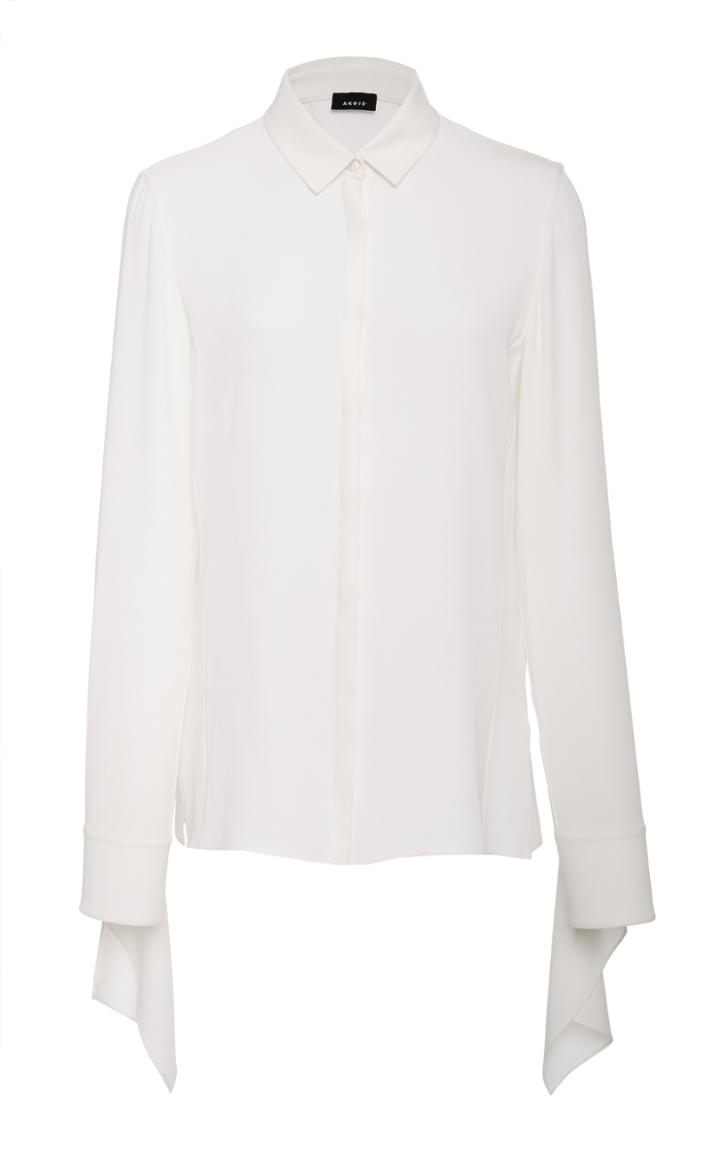 Akris Silk Crepe Collared Blouse