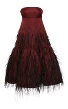 Elizabeth Kennedy Strapless Empire Waist Gown With Feather Embroidery