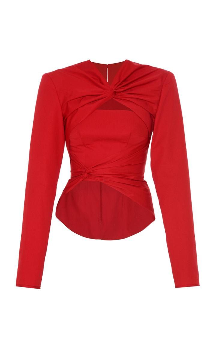 Moda Operandi Lado Bokuchava Knot-front Cotton Blouse Size: Xs