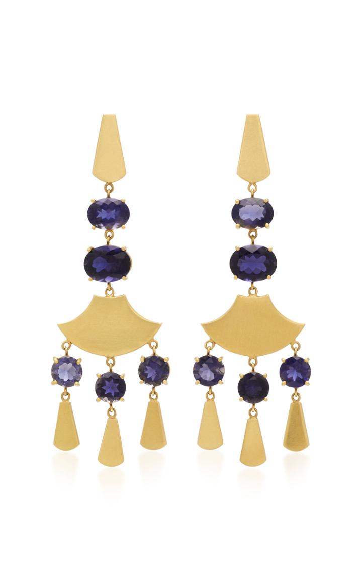 Sylva & Cie 18k Gold Iolite Earrings