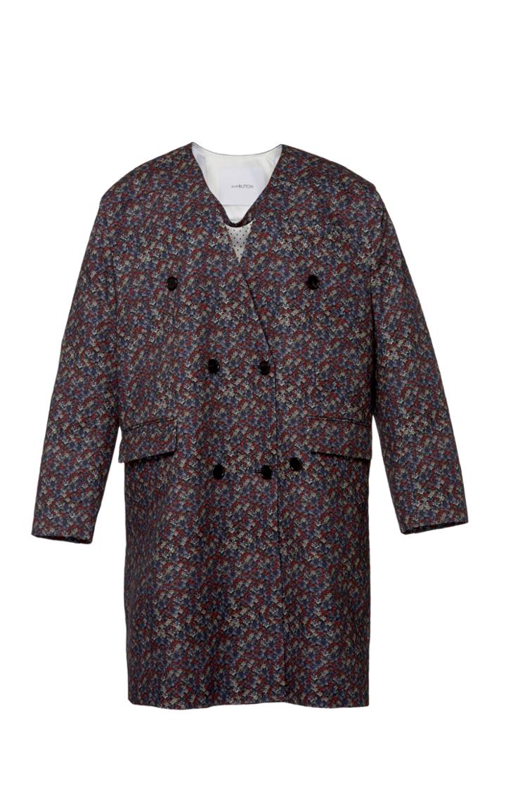 Pushbutton Oversized Cotton Puff Sleeve Jacket