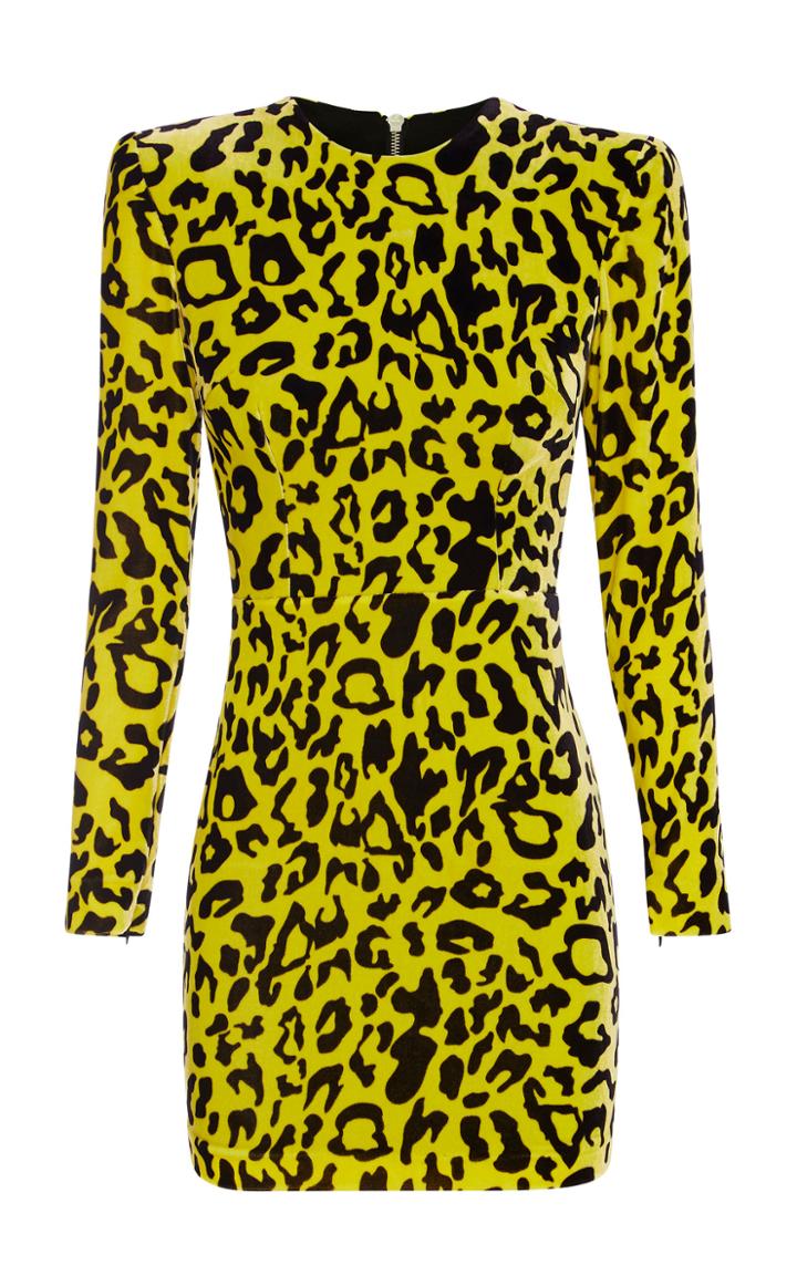 Alex Perry Jax Leopard Print Velvet Mini Dress