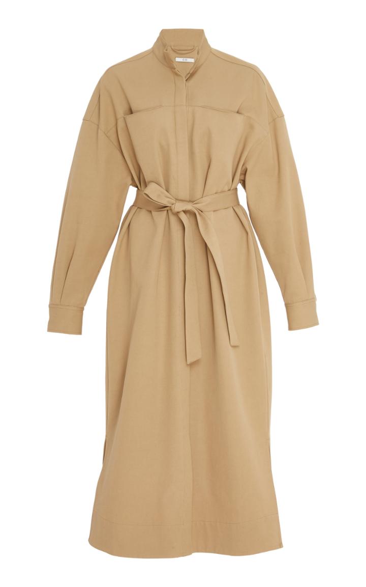 Co Cotton Blend Collarless Shirtdress