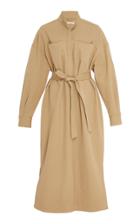 Co Cotton Blend Collarless Shirtdress