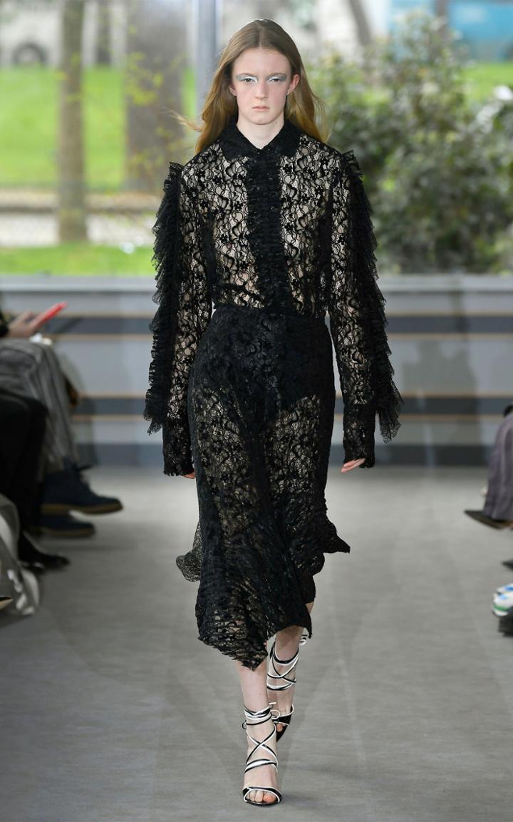Anas Jourden Velvet Duo Lace Midi Skirt