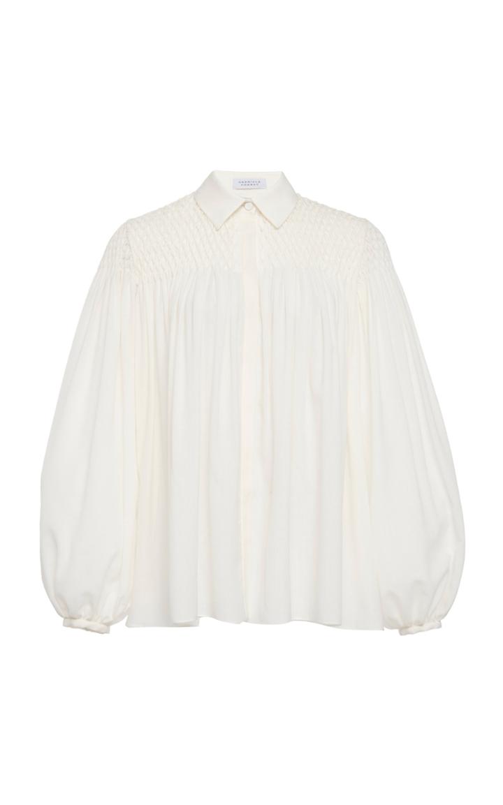 Gabriela Hearst Carmen Wool And Cashmere Smocked Blouse