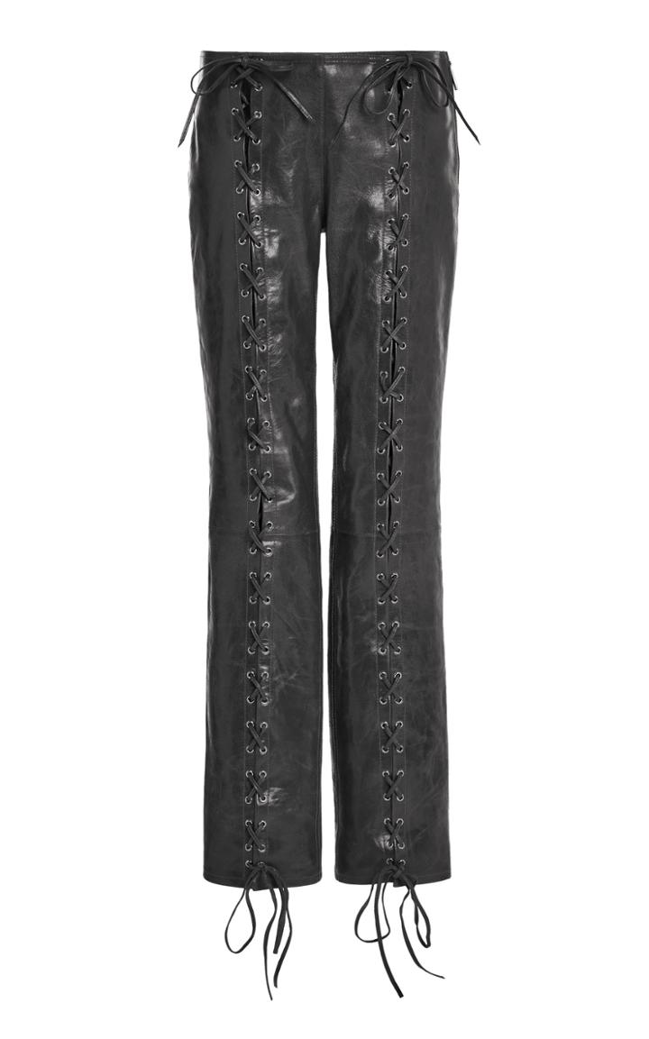 Moda Operandi Saks Potts Christina Lace-up Leather Straight-leg Pants