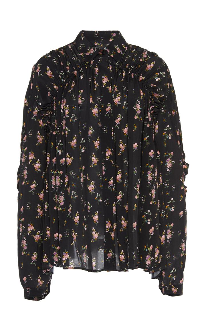 Preen Line Winni Ruffled Floral-print Crepe De Chine Top
