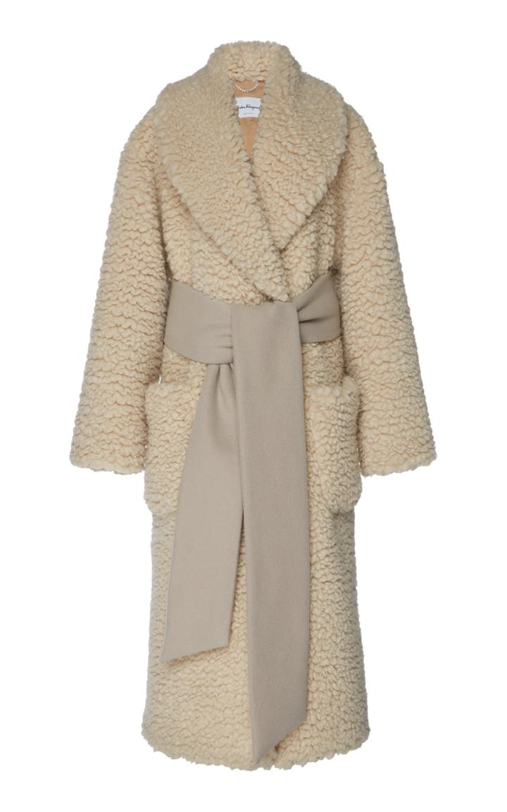 Salvatore Ferragamo Cashmere-blend Fleece Wrap Coat