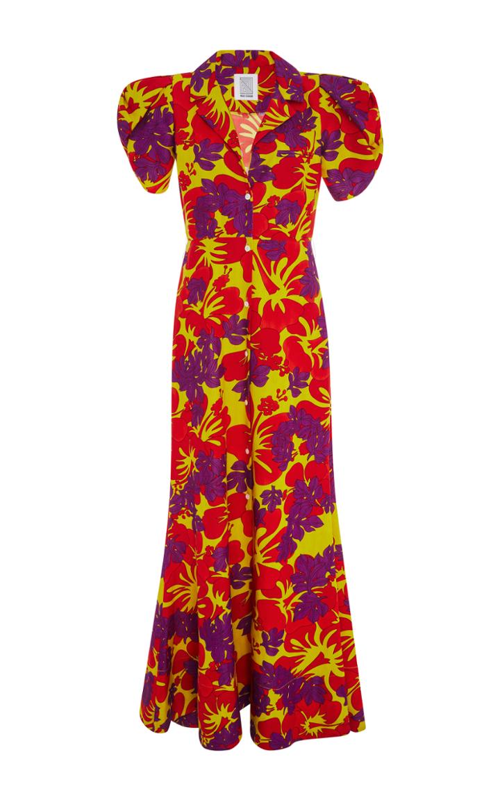 Rosie Assoulin Puff Sleeved Floral Gown