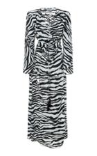 Moda Operandi Attico Zebra-print Belted Crepe De Chine Dress Size: 38