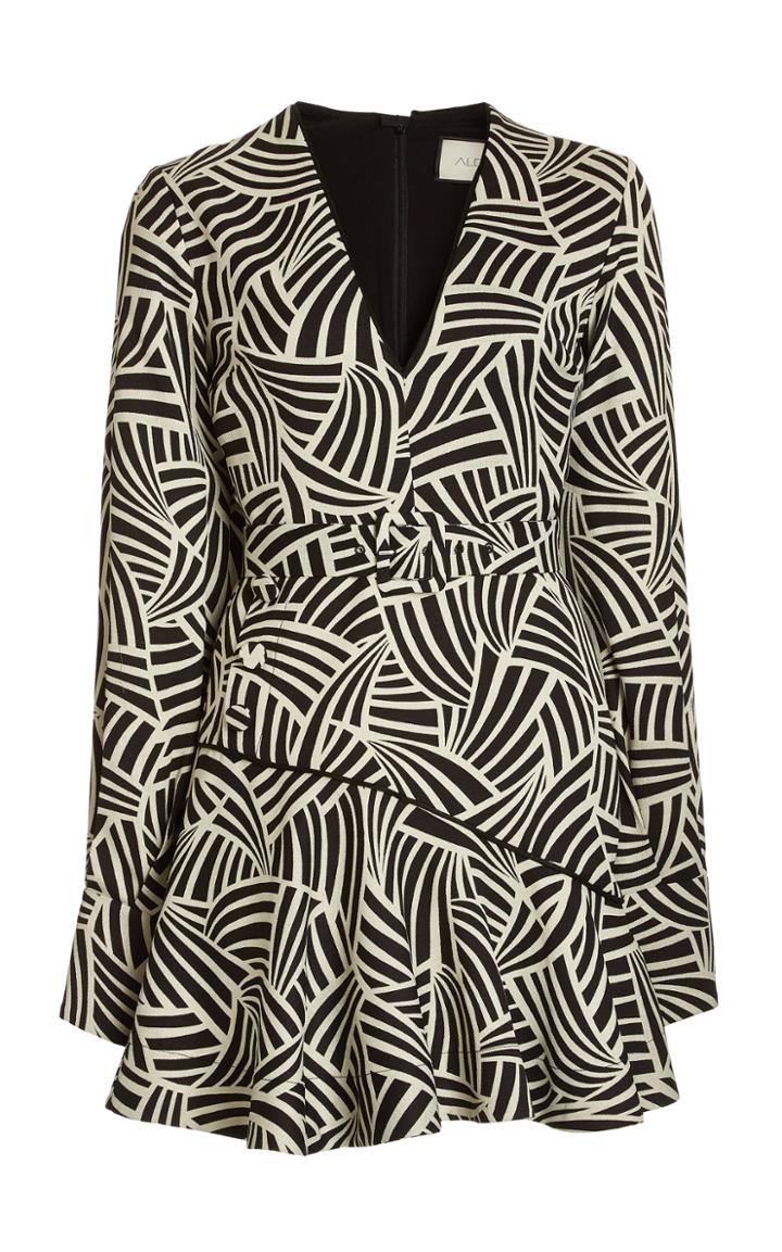Alexis Amrei Printed Crepe Mini Dress