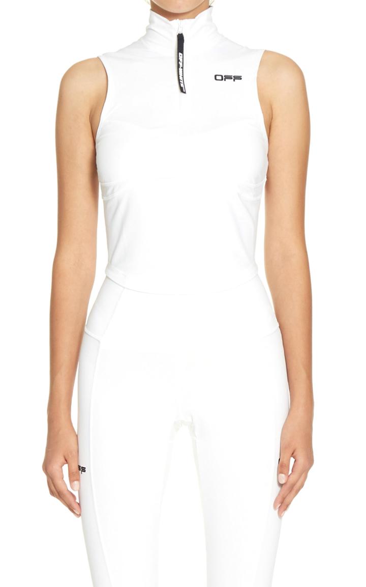 Moda Operandi Off-white C/o Virgil Abloh Active Cropped Open-back Top Size: L/xl