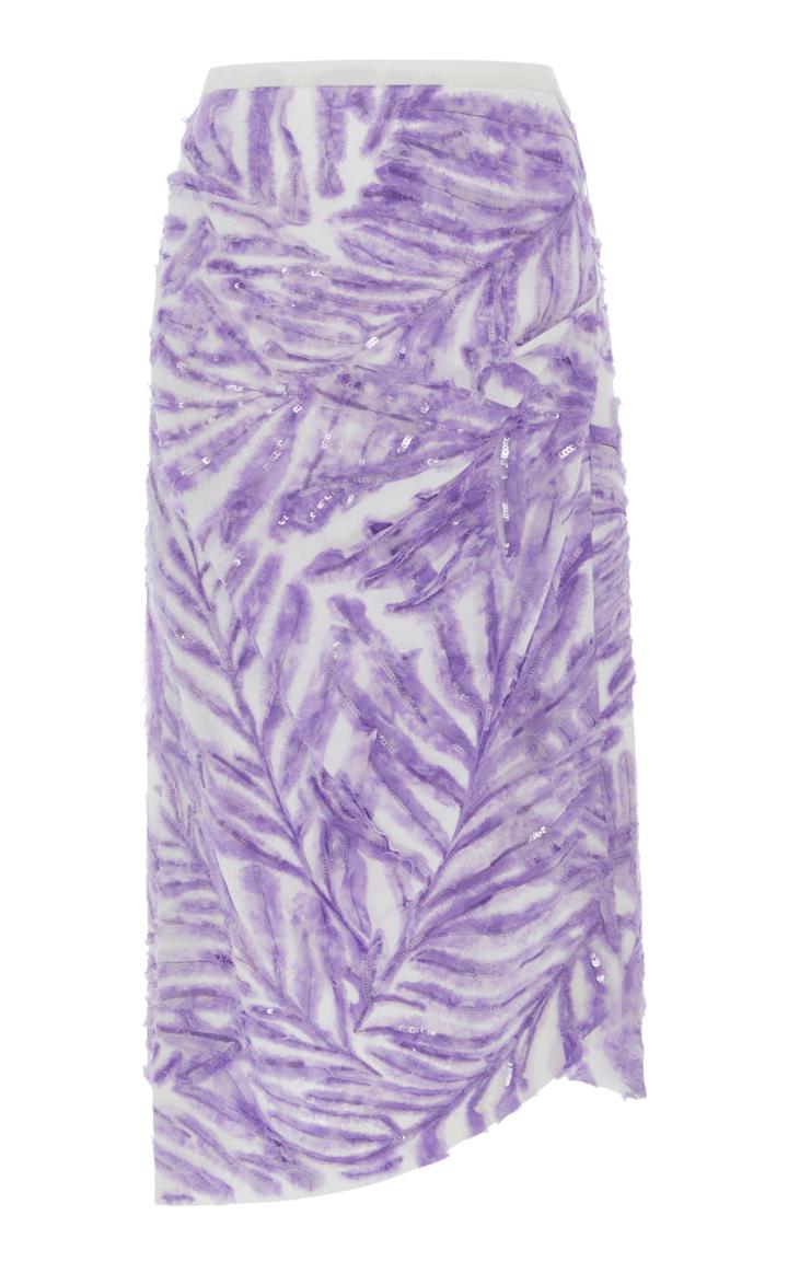 Michael Kors Collection Palm Embellished Handkerchief Skirt