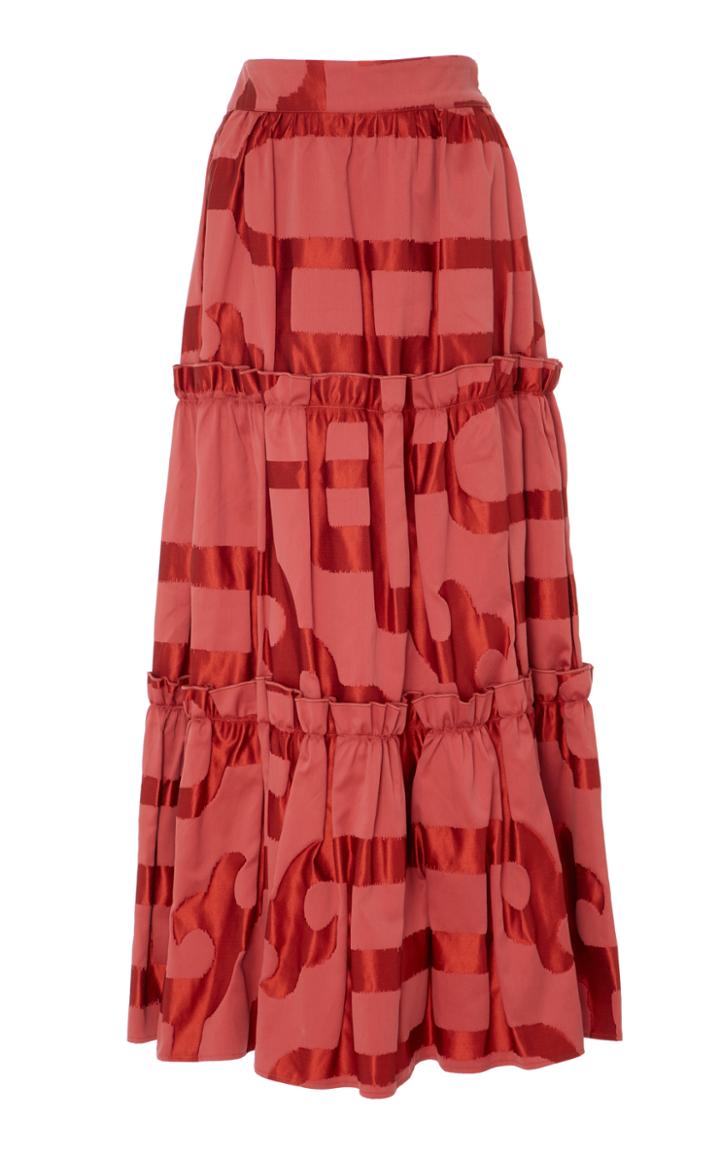 Amber Sakai Printed Tier Maxi Skirt