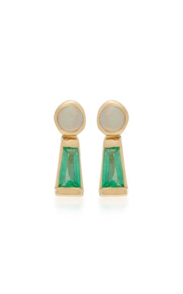 Scosha Keyhole 14k Gold, Opal And Emerald Earrings