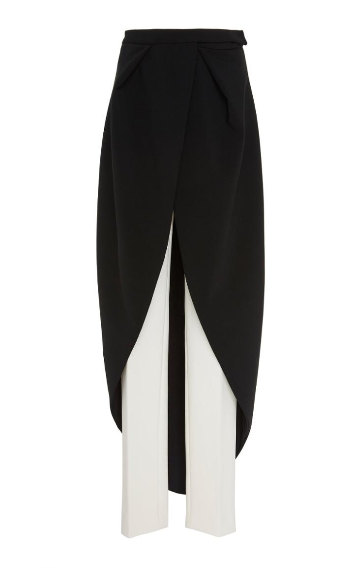 Christian Siriano Cape-overlay Crepe Skinny Trousers