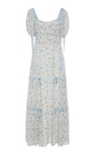 Loveshackfancy Jessie Bow-tie Detailed Floral-print Silk Dress Size: