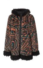 Anna Sui Faux Fur-trimmed Psychedelic Swirls Hooded Jacket