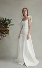 Markarian Arabella Silk Ruffle Gown With Leg Slit