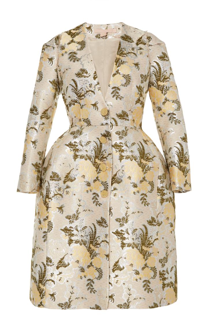 Brock Collection Floral Brocade Peplum Coat