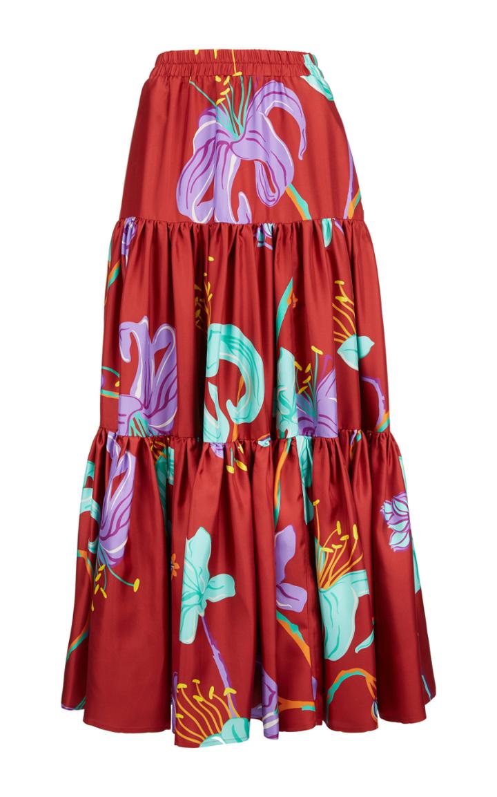 La Doublej Printed Silk Maxi Skirt