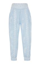 Juliet Dunn Embroidered Cotton Lounge Pants