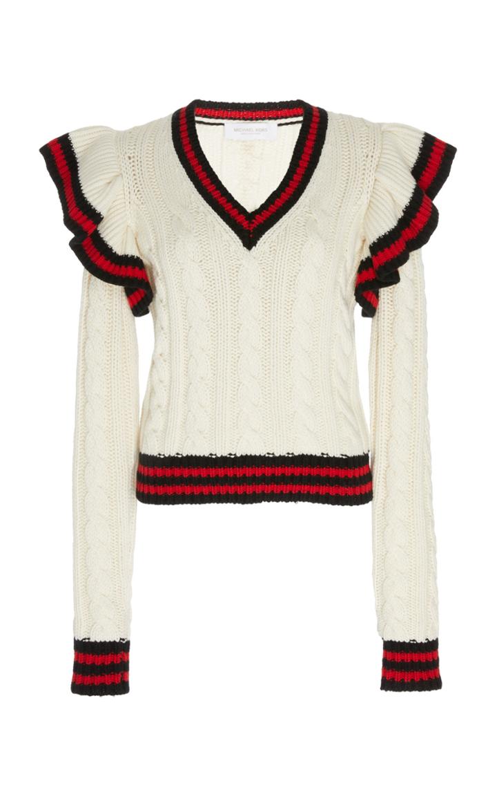 Moda Operandi Michael Kors Collection Ruffled Cashmere Sweater Size: S