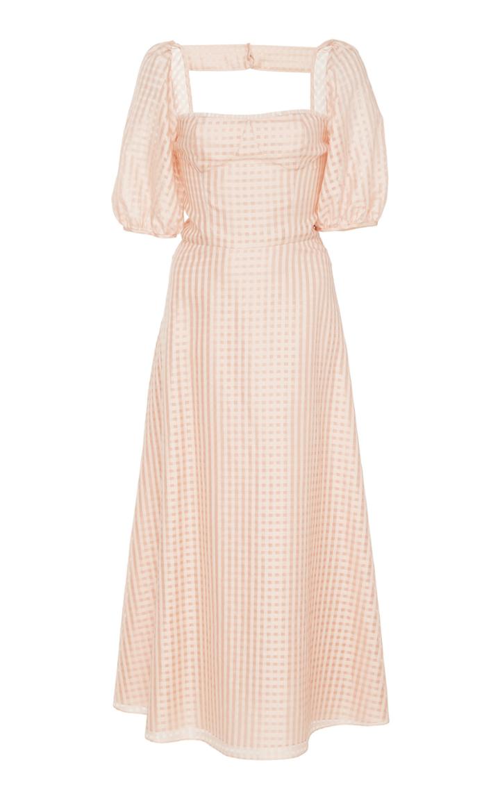 Markarian Open-back Gingham Silk Midi Dress