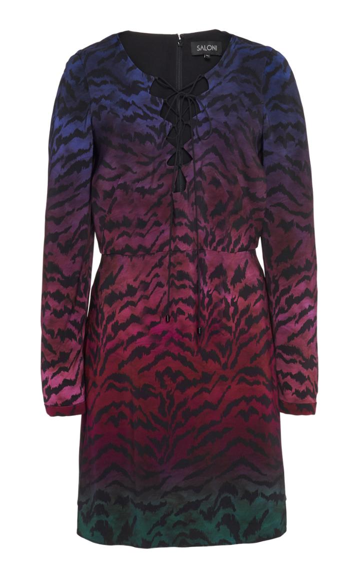 Saloni Nurul Laced Ombre Tiger Mini Dress