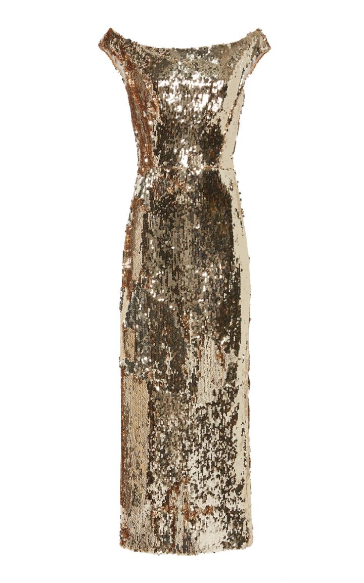 Saloni M'o Exclusive Therese Off-the-shoulder Sequin Midi Dress