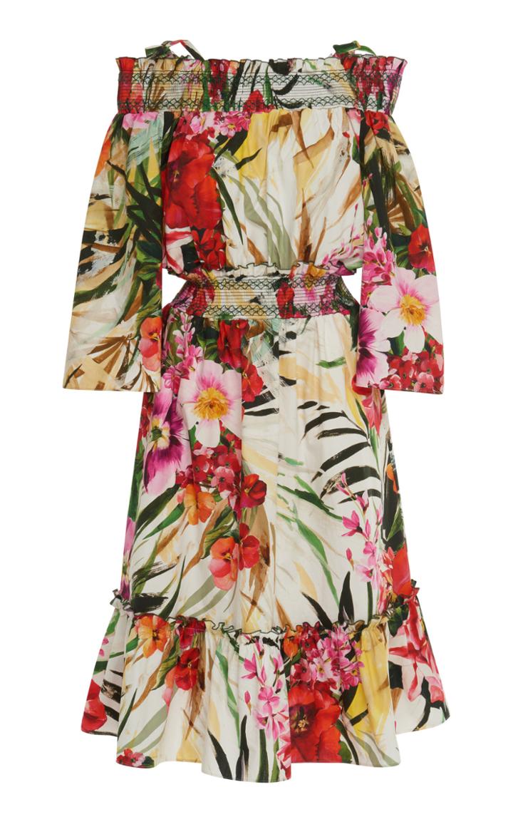 Blumarine Off-the-shoulder Printed Dress