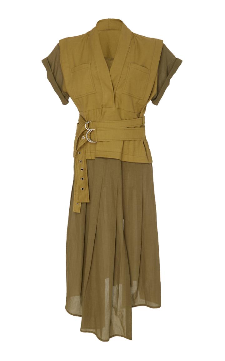 Sea Kinney Double Belted Combo Midi Dress
