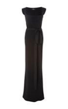 Paule Ka Sleeveless Satin Gown With Belt