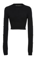 Versace Button Sleeve Cropped Knit Top