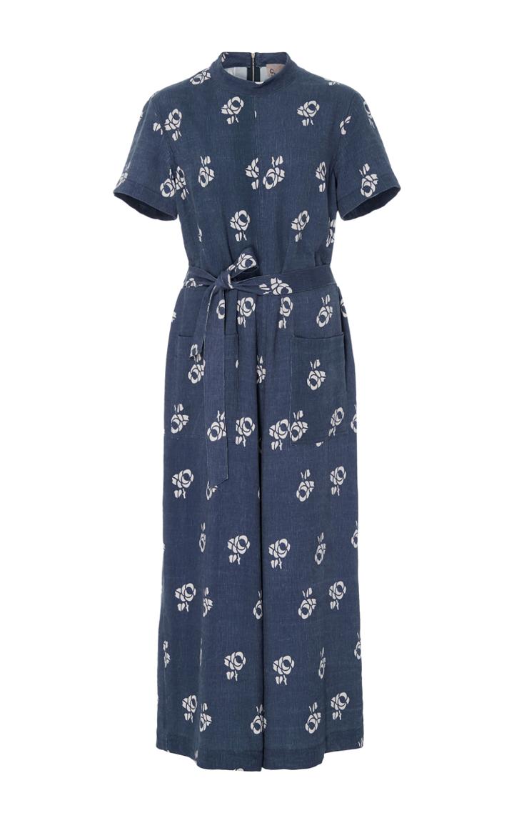Sea Geo Floral Cropped Jumpsuit