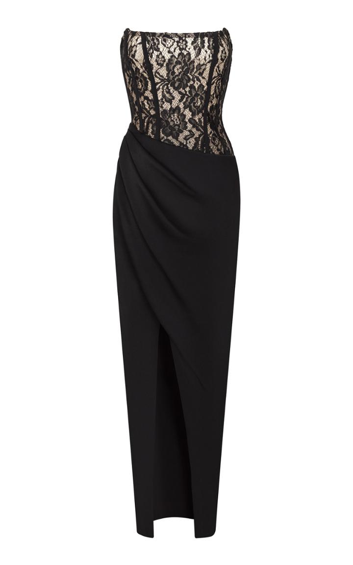Rasario Draped Lace And Crepe Maxi Dress