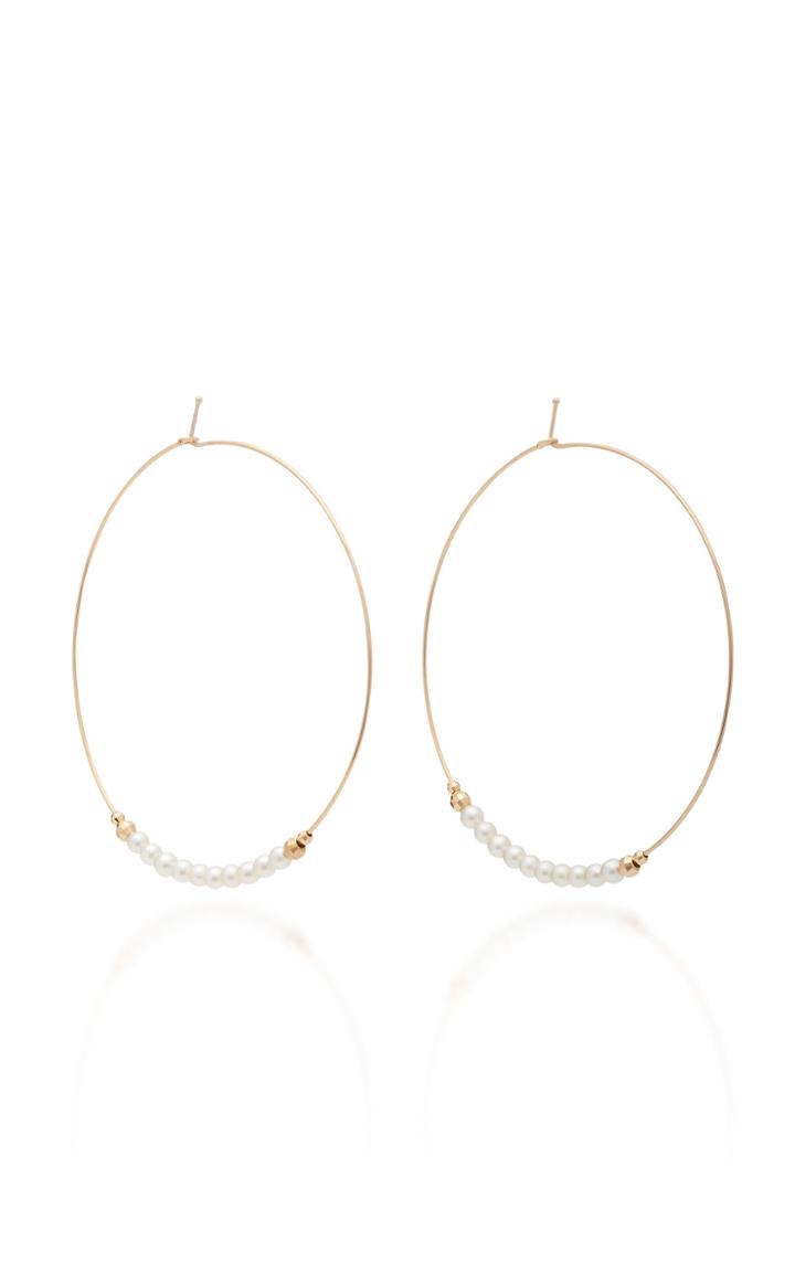 Mizuki White Cultured Pearl Hoops