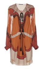 Alberta Ferretti Silk Canvas Drawstring Dress