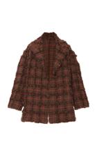 Oscar De La Renta Fringe-trimmed Plaid Wool-blend Coat
