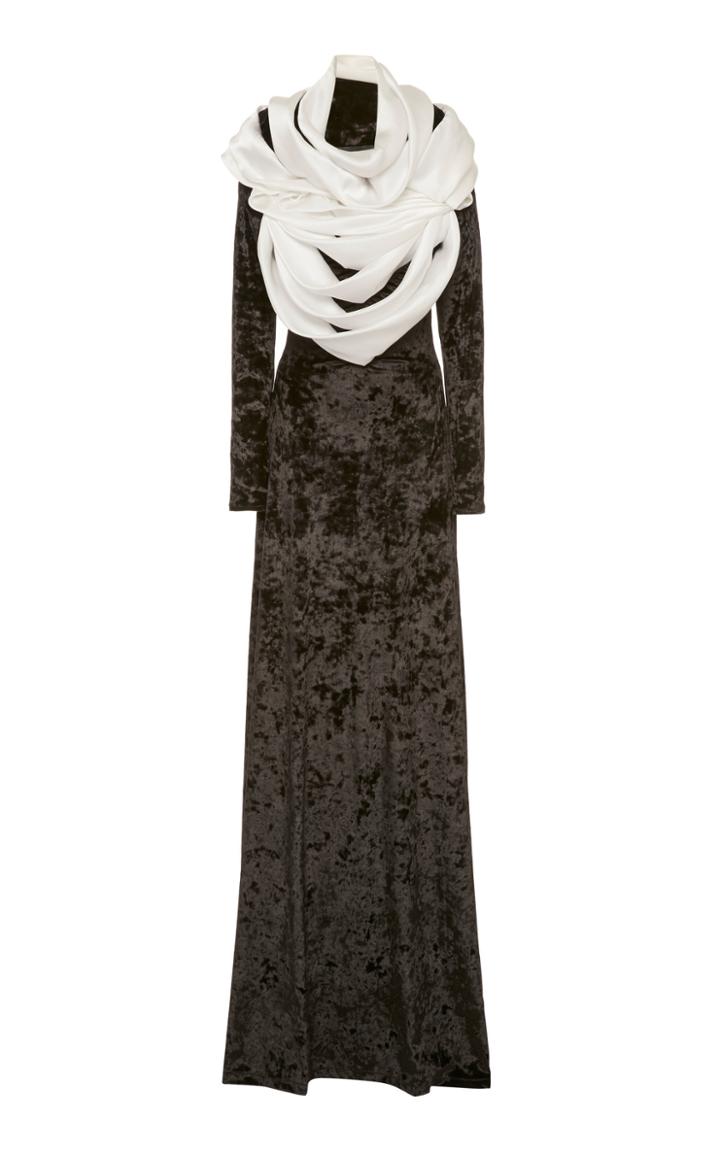Moda Operandi Y/project Draped Ribbon Satin Velvet Maxi Dress Size: 36