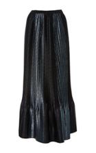 Adam Selman Topiary Metallic Pleated Midi Skirt