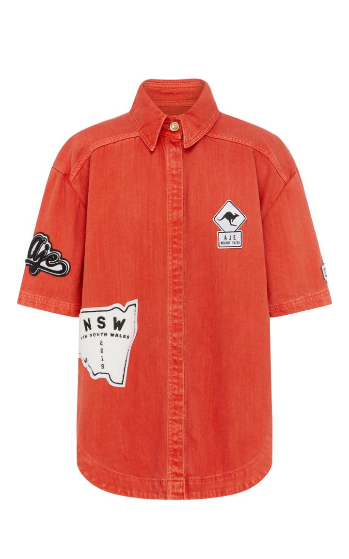 Aje Eucalypt Cotton Patch Shirt