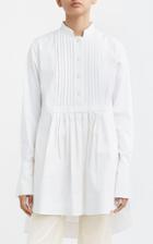 Moda Operandi Marina Moscone Oversized Pleated Cotton Poplin Shirt
