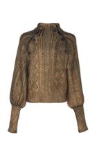Veronica Beard Grady Metallic-coated Cable-knit Sweater