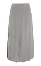 Joseph Saria Pleated Silk Crepe Midi Skirt